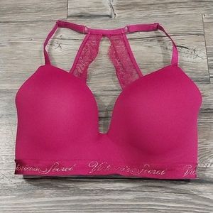 Victoria Secret tshirt Lightly Lined Wireless Bra 32ddd Lace Back Bra